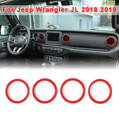 

4pcs Interior Panel Air Vent Decorative Ring Red For Jeep Wrangler JL 2018 2019