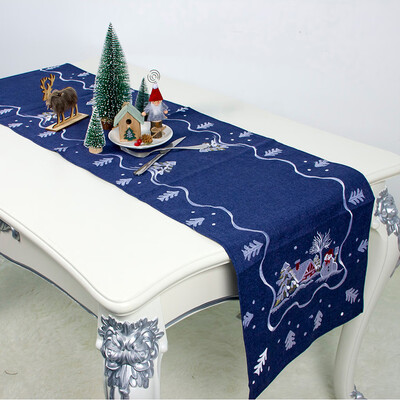 

Toponeto Christmas Decoration Cloth Art Embroidery Santa Claus Table Tablecloth
