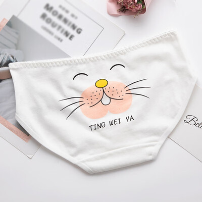 

Women Summer New Fashion Design Mid Rise Seamless Cotton Underwear Briefs Cartoon Print Cute Lingerie Ladies Underpants