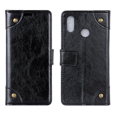 

MOONCASE Millet Mi A2 Lite Red Rice 6 Pro Copper Buckle Napa Leather Case - Black