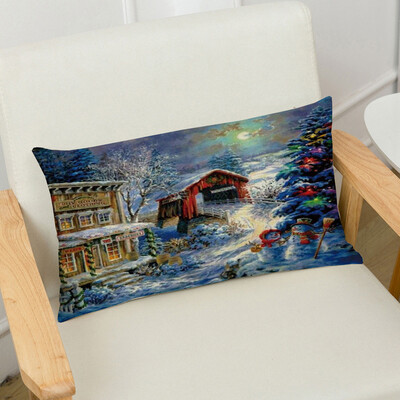 

Tailored Merry Christmas Linen Pillow Cases Sofa Rectangle Cushion Cover Home Decoration
