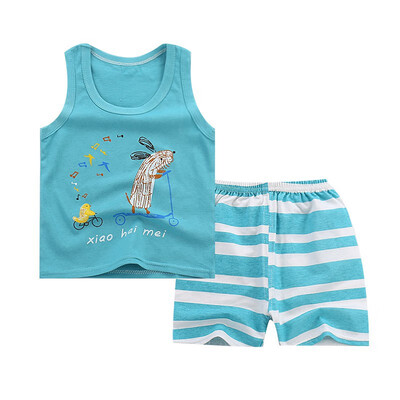 

Children Summer Clothing Set Cute Vest Suit Boys And Girls Sleeveless Vest Shorts Suit Cartoon Cotton Suit