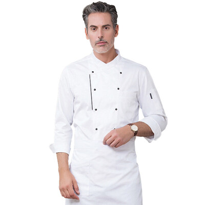 

Double Row Buttons Long Sleeve Chef Costume Restaurant Hotel Kitchen Overalls