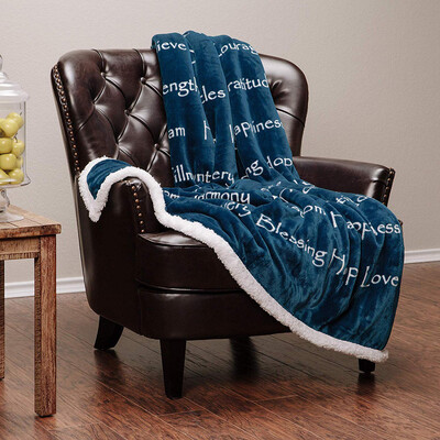 

Toponeto Flannel Super Soft Super Luxurious Positive Energy Cure Square Blanket