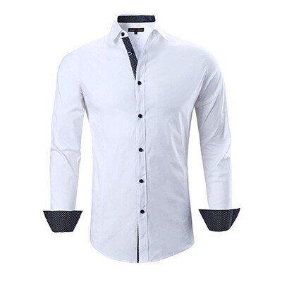 

Toponeto Men Ethnic Style Solid Color Slim Long Sleeve Shirt Dress Blouse Tops