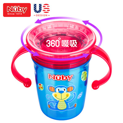 

Nuby Childrens Cup Learning Cup Newborn Baby Baby Covered Waterproof Cup with Handle Drinking Cup 240ml Monkey American Brand