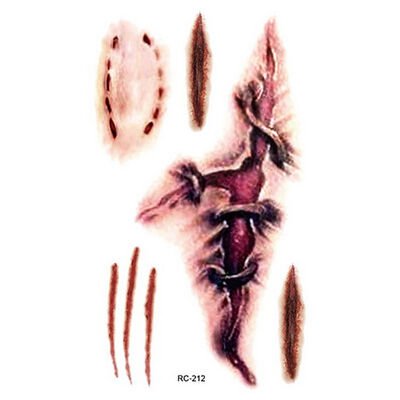 

New Halloween Zombie Scar Tattoo with False Knot Blood Makeup Halloween Decoration Wound Scary Blood Injury Waterproof Sticker