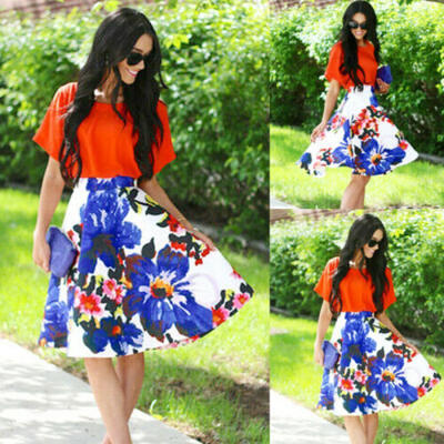 

Womens Casual Floral Skirts High Waist Zipper Skirts Ladies Summer Short Skirts