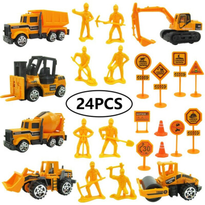 

Siaonvr 164 Alloy Engineering Truck Excavator Forklift With 24 Sets Of Road Signs