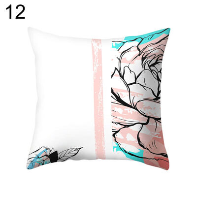 

Flower Color Block Twig Pillow Case Cushion Cover Sofa Bed Car Cafe Office Decor