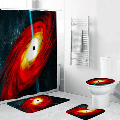 

Toponeto 4PCS Non Slip Toilet Polyester Cover Mat Set Bathroom Shower Curtain