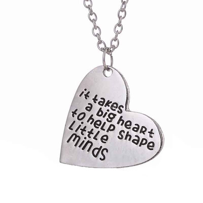 

Products Shape Takes Help Heart Appreciation Heart Original a Chic It Teacher Gifts Silver Necklace Big