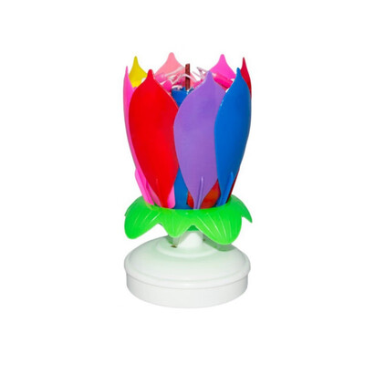 

DTY Party Decorations Art Musical Candle Lotus Flower Happy Birthday Party Gift Rotating Lights Decoration 14 Candles Lamp