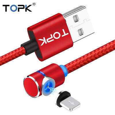 

TOPK 2m RLine- 90 Degree  Type Magnetic Cable Nylon Braided LED Magnet Cable for iPhone 6 7 8 X