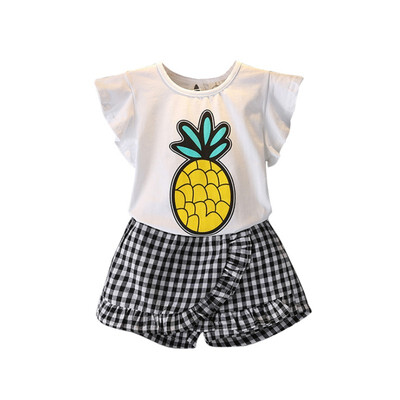 

New Summer Girls Clothing Sets Fashion Cotton Print Short Sleeve T-shirt Short Pants Girls Clothes Sport Suits Crianca Roupas