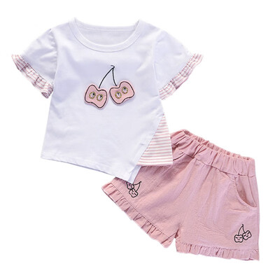 

Baby Girls Clothes Kids Set Fashion Cartoon Pattern Short Sleeve T-Shirt Pant Boys Clothing Set Kids Cartoon Clothes Set