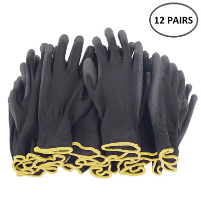 

12 Pairs PU Nitrile Safety Coating Work Gloves Palm Coated Gloves for Universal Horticulture Mechanic Working Gloves