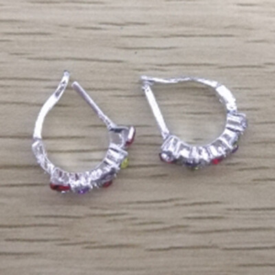 

1 Pair of Folding Hoop Earrings Colourful Crystal Gold-Plated