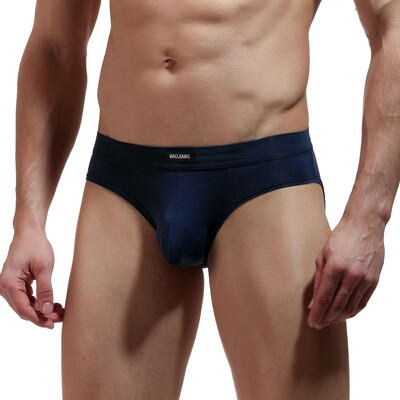 

Tailored Mens Sexy Underpants Pure Color Breathable Patchwork Ice-silk Underwear