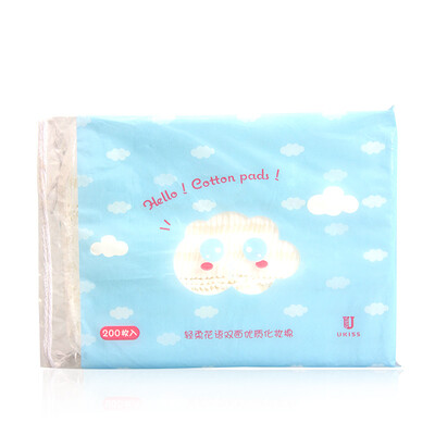 

Ukiss soft flower double-sided cotton pad 200 pieces bag remove makeup unloading water mask double-sided thick natural cotton