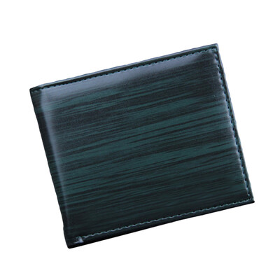 

Retro Men Solid Color Wooden Grain Multi Slots Faux Leather Short Wallet Purse
