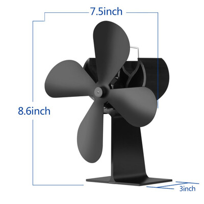 

4 Blades Heat Powered Stove Fan Log Wood Burner Ecofan Quiet Black Home Fireplace Fan Efficient Heat Distribution