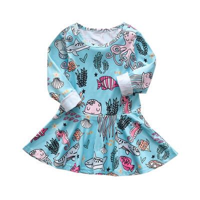 

Autumn Casual Baby Girl Dress Cartoon Printing Long Sleeve Kids Dress For Girls ClothesPrincess Dress