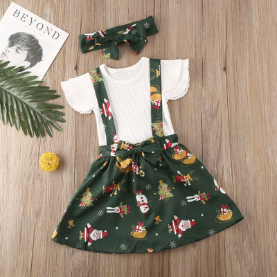 

Christmas Sister Matching Kids Baby Girl T-Shirt Dress Shorts 3PCS Outfits Clothes