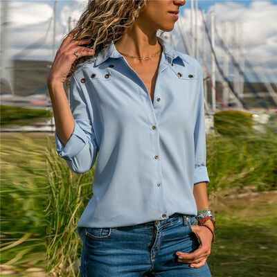 

2019 Autumn Women Blouse Office Lady Shirt Female Blouse Tops Long Sleeve Casual Turn-down Collar Female Loose Blouses