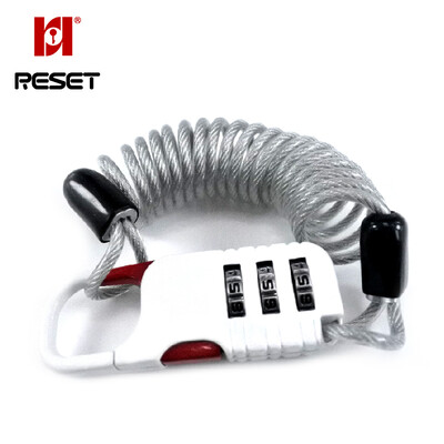 

Rui Saite RESET RST-062 Portable Helmet Lock Luggage Suit Lock Bicycle Lock Password Lock Mini Pram Lock Steel Cable Lock Travel Accessories Lock White