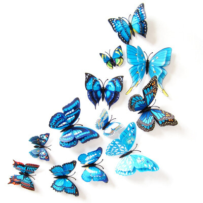 

12pcs 3D DimensionalDouble Butterfly Home Decor Fridge Refrigerator Magnet Butterfly Wall Stickers for Home Party Decoration