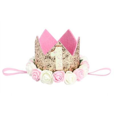 

Baby hat Princess Baby Girl Birthday Party Hat Flower Crown Party Headband Gold Hairband Hair Accessories For Photography Props