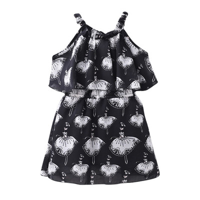 

Children Dresses for Girls Summer Off Shoulder Chiffon Dresses Baby Princess Dress 2018 Summer New Print Clothing