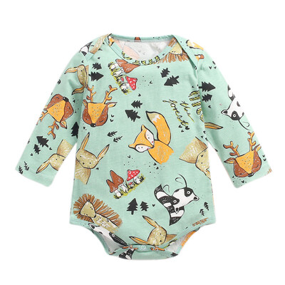 

Newborn Baby Clothes 0-3T New Autumn Infant Baby Girls Boys Long Sleeve Cartoon Animal Print Rompers Kids Jumpsuit Outfits