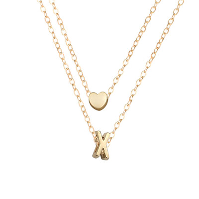 

26 Letters Fashion Tiny Dainty Heart Initial Double Layer Initial Letter Necklace Personalized Necklace Name Jewelry Friend Gift