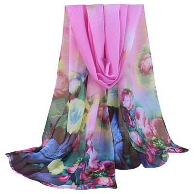 

Gobestart Fashion Lady Women Floral Prints Shawl Chiffon Scarf