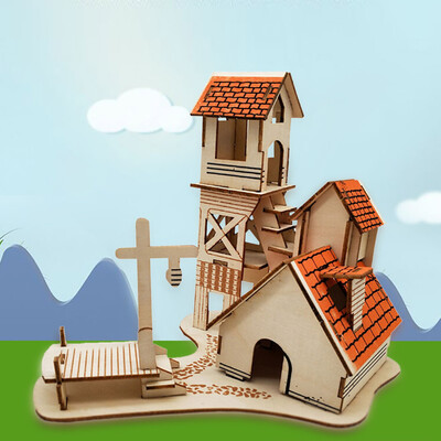 

Gotoamei Kids 3D wooden DIY Houses Jigsaw Children Castle Construction Pattern Puzzle Toy