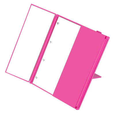 

Fashion Portable Toilet Three Folding Table LED Lamp Luminous Makeup Mirror