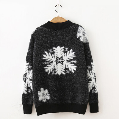 

Tailored Womens Snowflake Print Sweater Long Sleeve Turtleneck Sweater Top