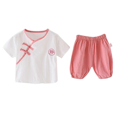 

Baby Clothes Toddler Baby Boys Girls Clothes 2PCs Outfit Set Chinese Style Short Sleeve T-Shirt Tops Pants Clothing Set