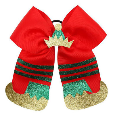 

7 Inch Large Christmas Boots Hair Bows Christmas Crown Hair Rope Snowflake Headwear Handmade Boutique Hair Accessories