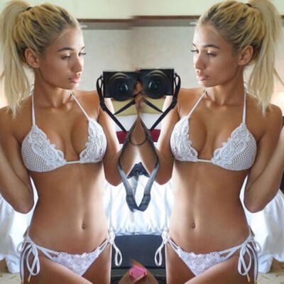 

USA Women Knitted Bikini Set Bandage Lace Swimwear Beachwear Bathing Suit Summer
