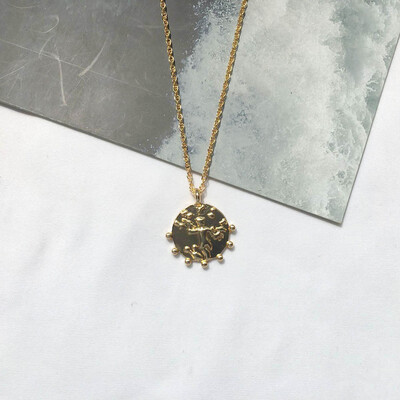 

7 Style Fashion Vintage Gold Coin Bronze Rope Chain Pattern Pendant Necklace