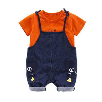

Baby Clothes Summer Baby Boys Girls Short Sleeve Letter Print Tops Blouse T-shirtSuspender Pants Children Casual Outfits Sets