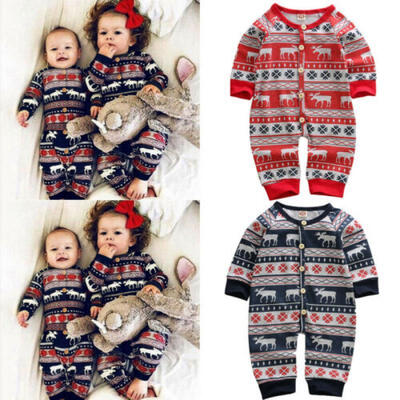 

Chirstmas Baby GirlBoy Deer Print Jumpsuit Romper Newborn Infant Xmas Clothes