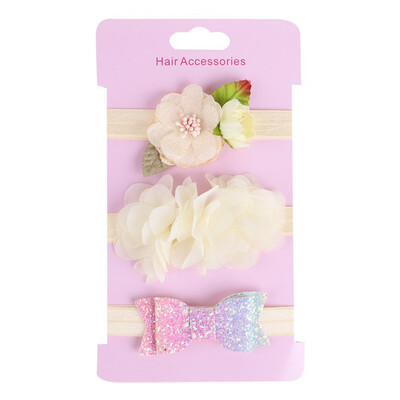 

Pack Of 3 Baby Girl Cute Lace Stretch Sequin Bow Elastic Headband Molding Hair Band Accessories Party Accessories Headband
