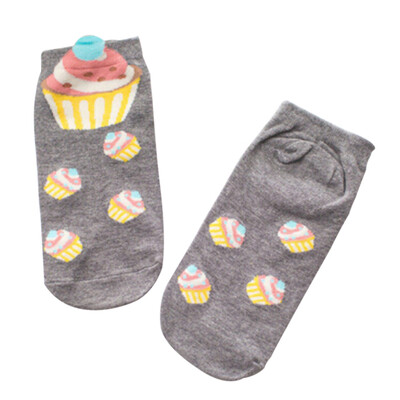 

High Quality New Cartoon Socks Lovely Sweet Cupcake Socks for Girls Women Children Casual Breathable Cotton Boat Socks