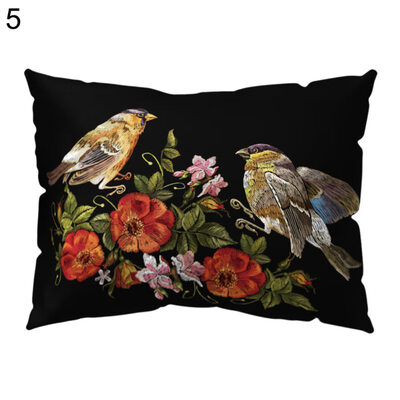 

Fresh Flower Bird Pillow Case Cushion Cover Sofa Bed Car Cafe Office Decoration