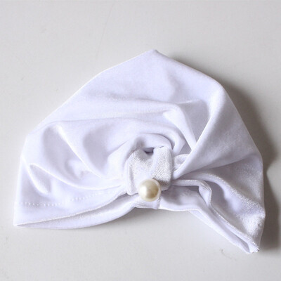 

Baby Girls Cap Solid Fitted Baby Hat With knotted pearl For Kids Newborn Girl