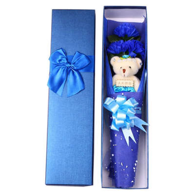 

3 Pcslot Artificial Carnation Soap Flower&Bear with Gift Box Mothers Day Present Gift Home Decoration